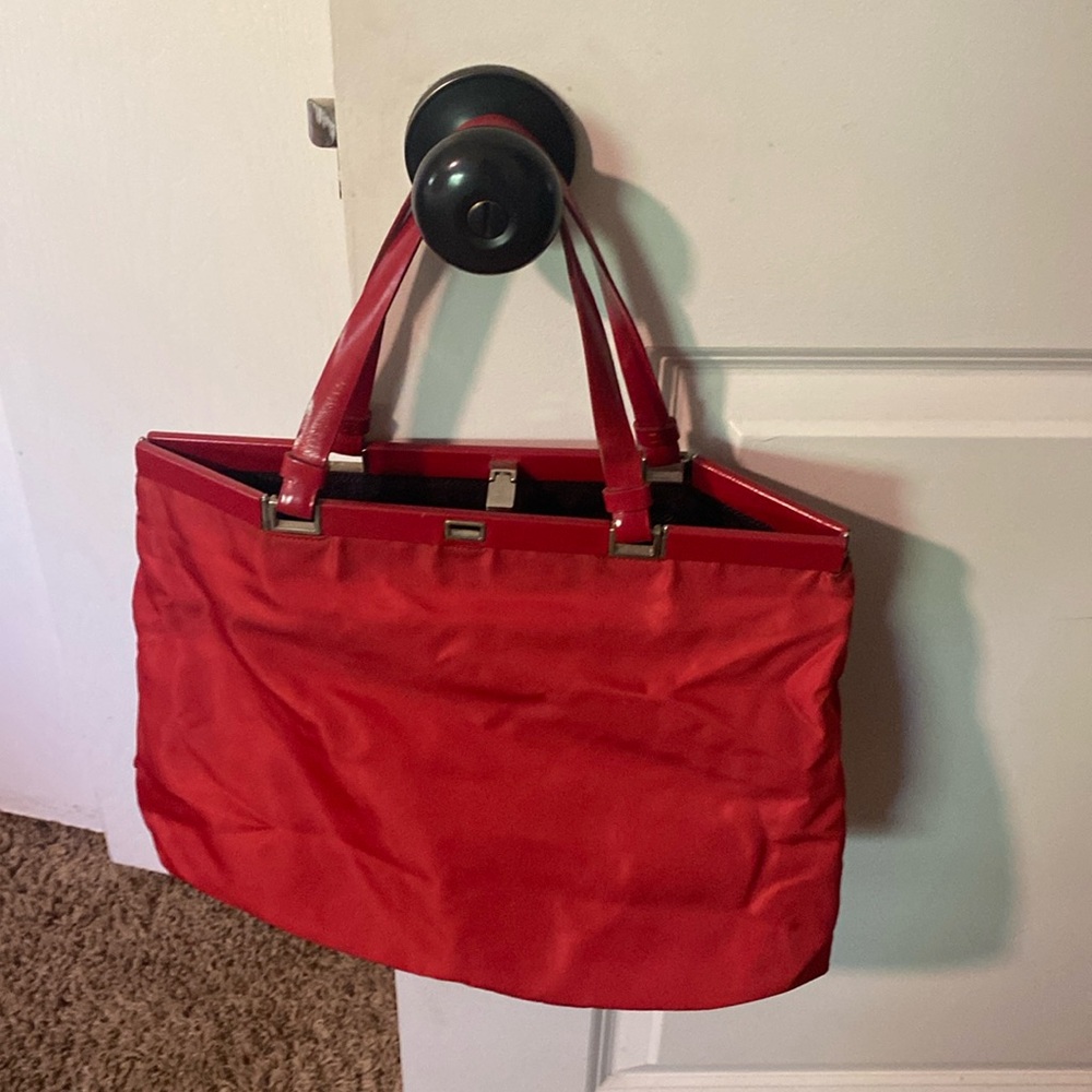 Beautiful EUC very clean Prada nylon tote bag in red color makes the bag